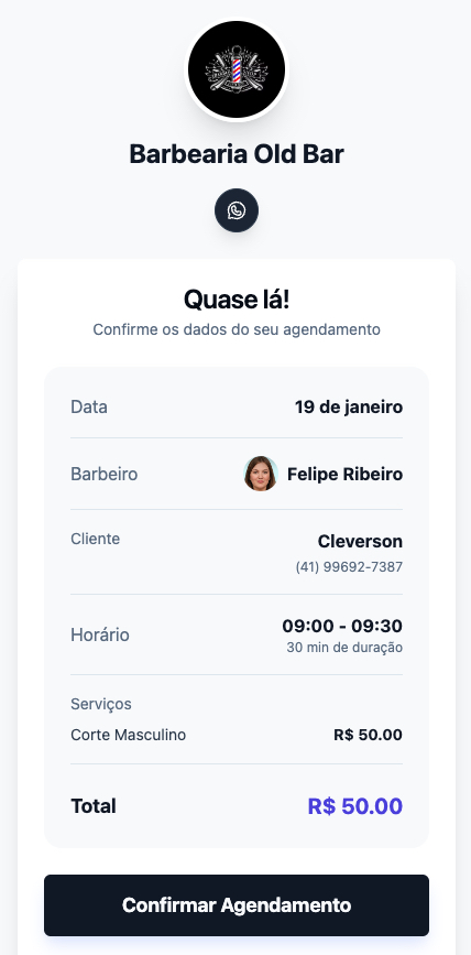 Agendamento pelo Celular do Cliente
